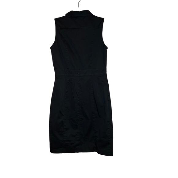 H&M Black Utility Button Front Sleeveless Shirt Dress Size 8 - Picture 3 of 4
